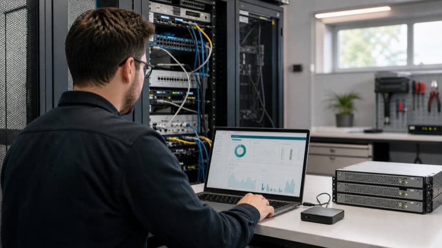 Managed infrastructure monitoring in a small business server room