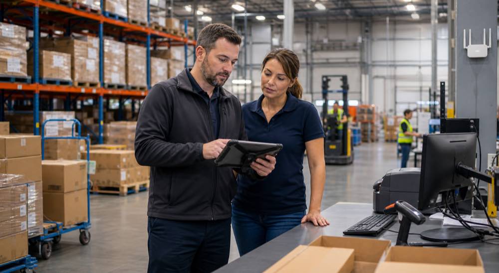 Warehouse and distribution IT support with rugged devices and network equipment